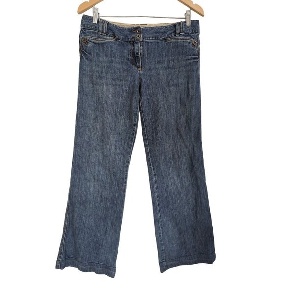 Ann Taylor LOFT Flare Jeans Womens 4 Blue Denim Zip Fly Casual - Picture 1 of 9